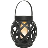 MARELIDA LED Solar Laterne Flammeneffekt Dekolaterne flackernd H: 16cm - D: 14,5cm - für Außen - schwarz