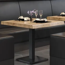 GGM Möbel PMD | Bistro Baumkanten Tisch | Quadratisch | 70 x 70 x 77 cm | Eiche / Schwarz