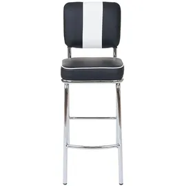 Mendler 2er-Set Barhocker Avellino, Barstuhl Tresenhocker, Retro 50er Jahre Design, Kunstleder FSC® ~ schwarz-weiß