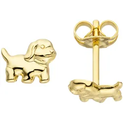 Paar Ohrstecker JOBO "Hund", gold (gelbgold 333), Ohrringe, Damen, Gelbgold 333, 333 Gold