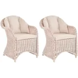Set/2 Rattan Wintergartensessel Orlando Lese Rattansessel Lounge (Vintage Weiss)