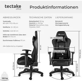 Tectake Twink Gaming-Stuhl Schwarz