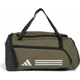 adidas Essentials 3-Stripes Duffel Bag, Olive strata/White, S