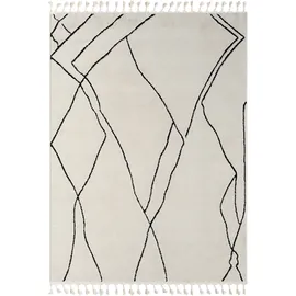 Myflair Moroccan Drawline Hochflorteppich 190 x 240 cm Schwarz/Weiß