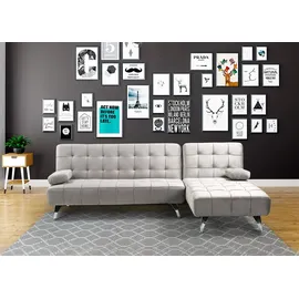 Mendler Schlafsofa HWC-K22, Couch Ecksofa Sofa, Liegefläche links/rechts Schlaffunktion 236cm Stoff/Textil dunkelgrau, schwarz - Grau