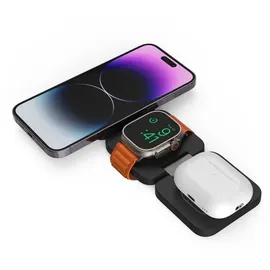 CubeNest E310 | Graues drahtloses Magnetisches Ladegerät 3in1 mit MagSafe-Unterstützung