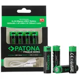 PATONA Premium USB-C 4x AA Akkus Lithium 1.5V 3000mWh aufladbar mit 1 zu 2 USB-C Ladekabel