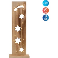 NÄVE LED Dekoobjekt »Sterne, Weihnachtsdeko aus Holz«, Holz-Stehleuchte, Höhe 60 cm, beige