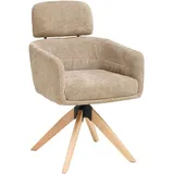 Livetastic Armlehnstuhl, Beige, Holz, Metall, Textil, Eiche, Pappel, massiv, Sperrholz, Flachrohr, 60x90x69 cm, Sitzfläche 360° drehbar, Esszimmer, Stühle, Esszimmerstühle, Armlehnenstühle