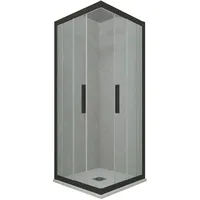 ECK-DUSCHKABINE KLARGLAS SCHWARZ PROFIL 80X80 CM MOD. KOLORS