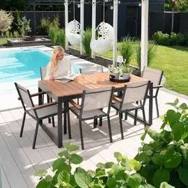 Home Deluxe SIERA Gartentisch 160 x 90 x 75 cm Grau