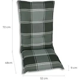 GO-DE Hochlehner-Auflage 123 x 50 x 9 cm, grau kariert