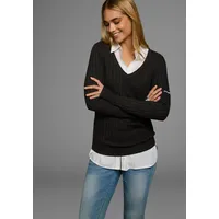 KangaROOS V-Ausschnitt-Pullover in breit geripptem Feinstrick, Gr. 36/38,