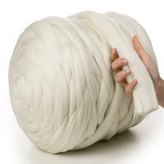 MeriWoolArt® Premium Merino Wolle Garn - 22 Mikron Weichheit, 1 Kg Ball, Chunky 4-5 cm Dickes Garn für Handstricken, Filzen, Häkeln und Wintergeschenke