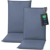 Pillows24 - Hochlehner Auflagen 2er Set - 120x50cm – 8cm Dick - Premium-Material 200gsm, UV- & Wasserabweisend | Sitzauflagen Hochlehner | Gartenstuhlauflagen für Gartenmöbel | Blau