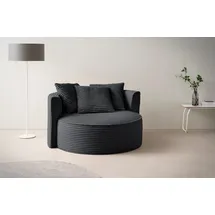 LeGer Home by Lena Gercke Sessel Isalie Samt 153 x 98 x 145 cm Grau mit Hocker