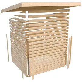 Karibu Gartenhaus Askola 5 mit 280 cm Schleppdach und Rückwand – 19 mm-302 x 246 cm-naturbelassen