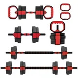 Luckice Kurzhantel 6-in-1 Hantelset Kurzhantel Set, verstellbar 15 kg, (Langhanteln, Kettlebells, Liegestützhalterung, für Krafttraining Zuhause) schwarz