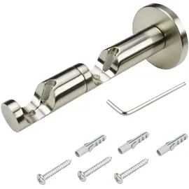 LIEDECO Gardinenstangenhalter LIEDECO "Kombiträger, Träger 2-läufig "France" Gr. 1, silber (edelstahlfarben), L:12cm, Gardinenstangenhalterungen, Halter, Träger für Stangen, Rohre 20 mm