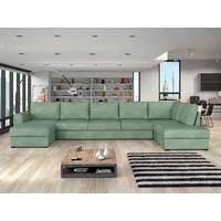 MIRJAN24 Wohnlandschaft Wilma Large, mit zwei Bettkasten und Schlaffunktion, U-Form, 7 Kissen im Set mit Reißverschluss grün