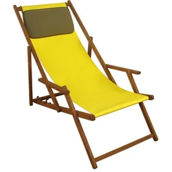 Erst-Holz Deckchair gelb Liegestuhl klappbare Sonnenliege Gartenliege Holz Strandstuhl Gartenmöbel 10-302KD