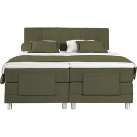 Alina Boxspringbett ALINA "Elsa mit Motor", grün (dunkelgrün gcp 333), B:201cm L:220cm, Chenille GCP (100% Polyester), Komplettbetten, Boxspringbett, inklusive Matratze und Topper, in verschiedenen Größen und Härtegraden