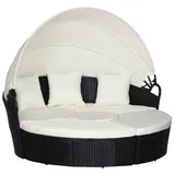 Outsunny Sonneninsel mit Sonnendach, Kissen und Beistelltisch, 180 x 175 x cm - schwarz Creme