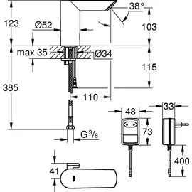 Grohe Bau Cosmopolitan E Sensor-Armatur chrom 36453000