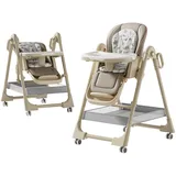 MoLi PU-Leder Hochstuhl, Hochstuhl Abnehmbares Doppellagiges Tablett Kinderhochstuhl, Verstellbarer Sitz Hochstühle (X8122 Khaki)
