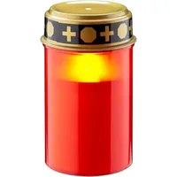 goobay LED Grablicht mit Batterie, Grabkerzen Outdoor, Friedhof Kerzen, Grablichter, ewiges Licht, Grablampe, Rot, Batteriebetrieben 2x AA Mignon (Nicht im Lieferumfang enthalten), 77757