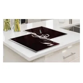 ALLboards Glas Herdabdeckplatte Schneidebrett Kaffee Kaffeetasse Käffchen 2er Set Multi-Platte Arbeitsplatte Herdschutz Deko Gehärtetes Glas, 2 Stück – 52x30cm