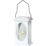 StarTrading Laterne Kunststoff Metall 23x13,5 cm Batteriebetrieb Timer weiß