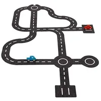 GoKi 53812 - Spielstraße aus Filz mit 2 Fahrzeugen