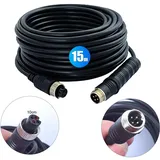 CAMECHO 50FT/15M 4-Pin Aviation Plug Rückfahrkamera Kabel für Rückfahrkamera Auto Kamera Monitor