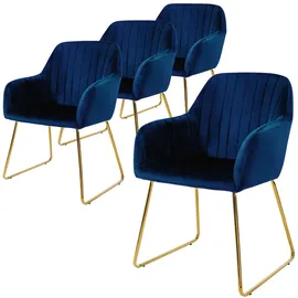 ML-Design Esszimmerstuhl 4er Set Samt blau