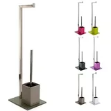 MSV WC-Bürstengarnitur Edelstahl und Glas Taupe