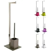 MSV WC-Bürstengarnitur Edelstahl und Glas Taupe
