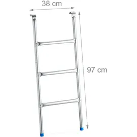 Relaxdays Trampolin Leiter zum Einhängen Blau/Silber 97 cm x 38 cm x 6 cm
