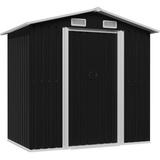 Hovothy Gerätehaus 204x132x186 cm Gartenschrank Wetterfest Geräteschuppen Stahl Gartenhaus Metall Fahrradunterstand Kaminholzregal Blechhütte Anthrazit
