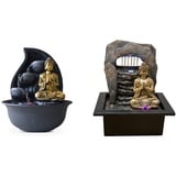 Zen Light Praya Zimmerbrunnen mit Pumpe und LED-Beleuchtung, Kunstharz, Gold & Zen'Light Zen Dao Springbrunnen, Kunstharz, Bronze, 21 x 17 x 25 cm