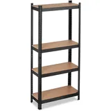 Relaxdays Schwerlastregal, Traglast 700kg, 150x70x30 cm, 4 Böden, zum Stecken, Stahl, Lagerregal Keller, Garage, schwarz