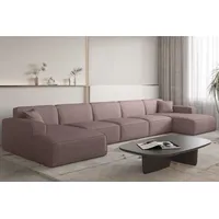 Fun Möbel Wohnlandschaft Sofa U-Form CELES PREMIUM XL in Stoff Scala Lavendel - Rosa