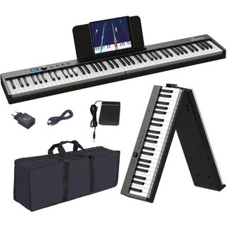 OYAYO Faltbares Klavier mit 88 Tasten Piano Full Size Semi Weighted, Faltbares Klaviertastatur mit MIDI Bluetooth, Klaviertasche, Piano Keyboard für Anfänger Geschenk