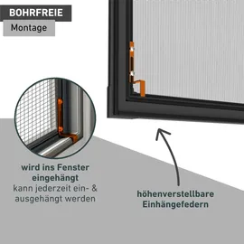 WINDHAGER Insektenschutz Rahmen Fenster Expert 140 x 150 cm Schwarz