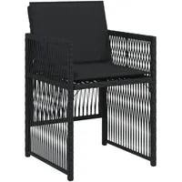 VidaXL Gartenstühle mit Kissen 4 Stk. Schwarz Poly Rattan