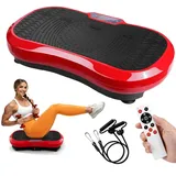 TLGREEN Vibrationsplatte Groß mit Ultra leiser Motor, 59x34x13 cm, mit 120 Stufen und 10 Modi, Fernbedienung, Rüttelplatte Sport für Ganzkörpertraining Lymphdrainage Muskelaufbau, Rot