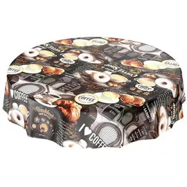 ANRO Tischdecke Wachstuch Rund 120 cm Dunkelgrau