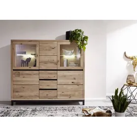 MASSIVMOEBEL24.DE Highboard Wildeiche 166x40x148 bianco geölt VILLANDERS #207