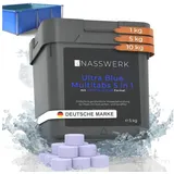 Nasswerk® Chlortabletten Multitabs 5-in-1 für Pool & Whirlpool – Chlorpflege komplett, Ultra Blue Multitabs 20g 5kg – Whirlpool & Pool Hygiene pur blau 5 kg