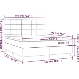 vidaXL Boxspringbett mit Matratze Creme 180x200 cm Stoff - Creme